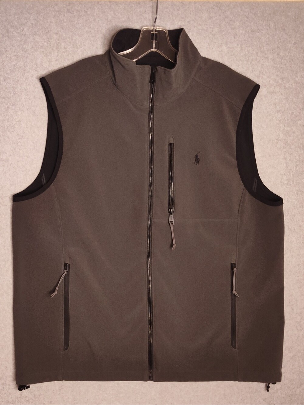 Polo Ralph Lauren Gray Softshell Fleece Lined Zip-Up Vest Men's XL Classic Pony